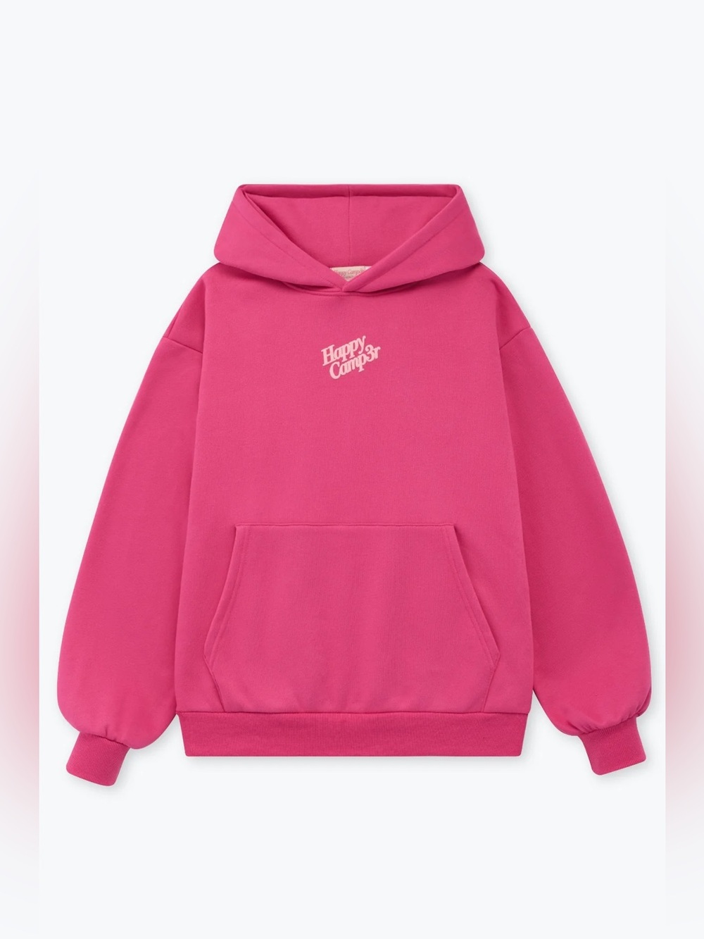 Happy camper pink raspberry puff series hoodie pullover preppy small casual infl